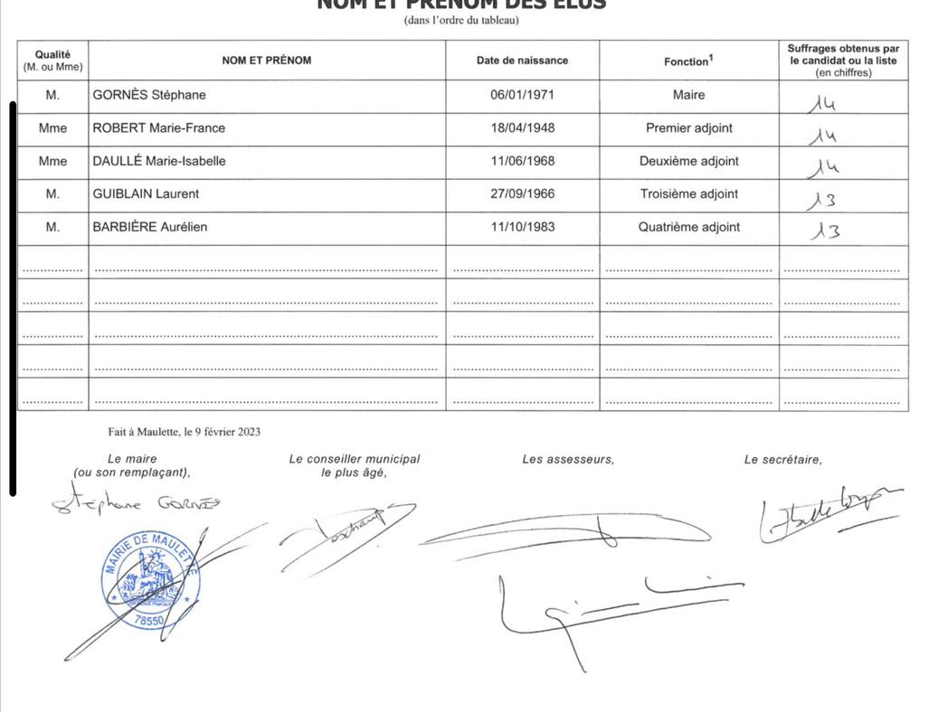 résultat élection partielle 2023