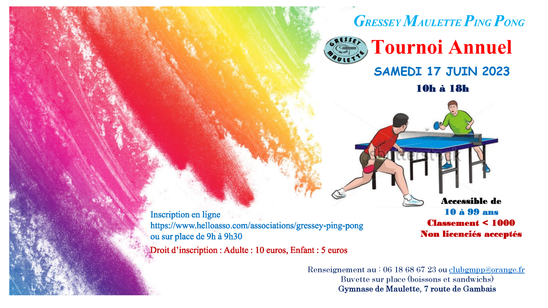 16 juin 2023 – TOURNOI ANNUEL PING PONG – MAULETTE