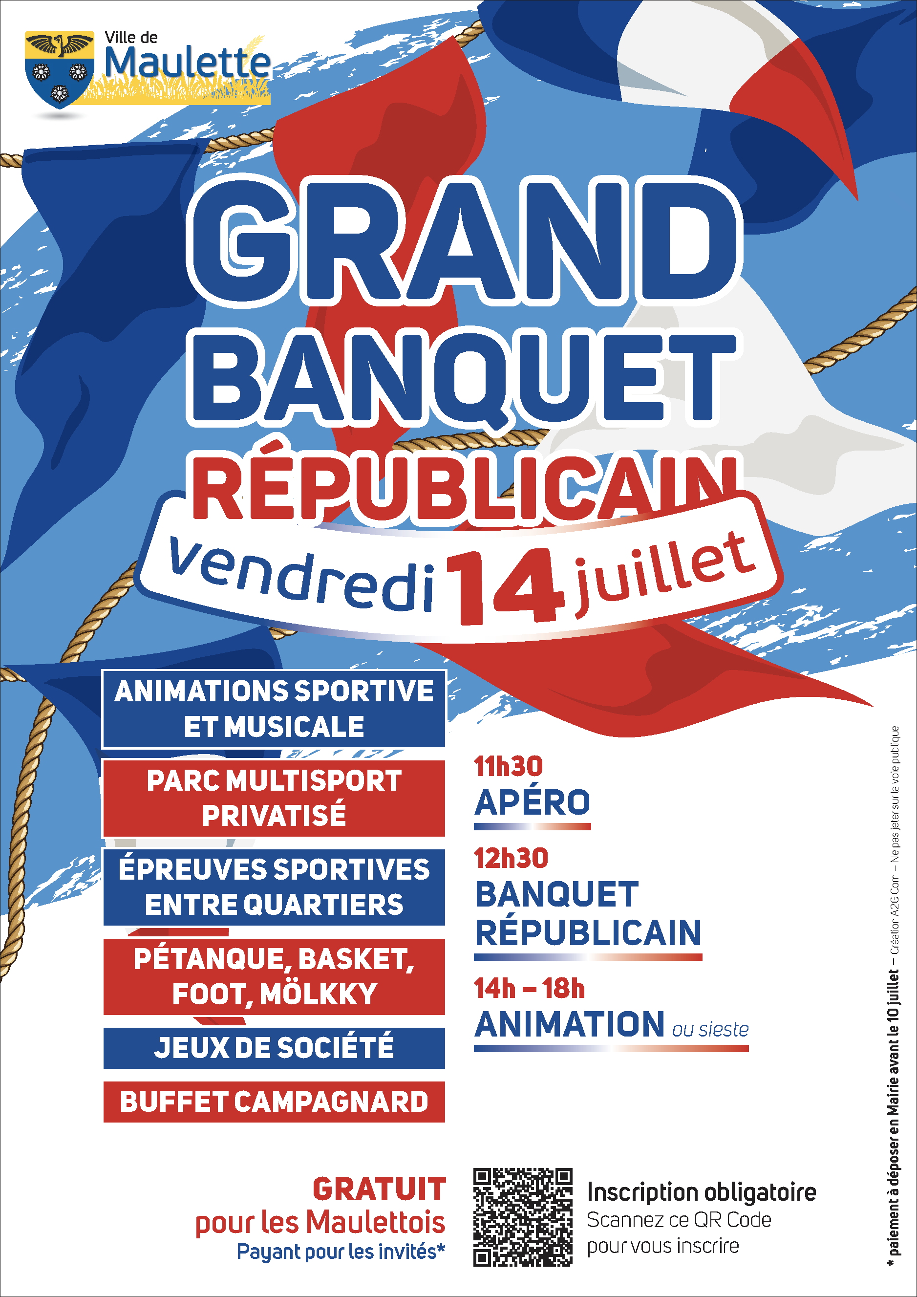 Fête Nationale – Banquet Républicain – 14 juillet 2023 Maulette – 11h / 18h