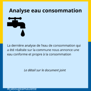 Nouvelle analyse de l&rsquo;eau de consommation 16/07/26